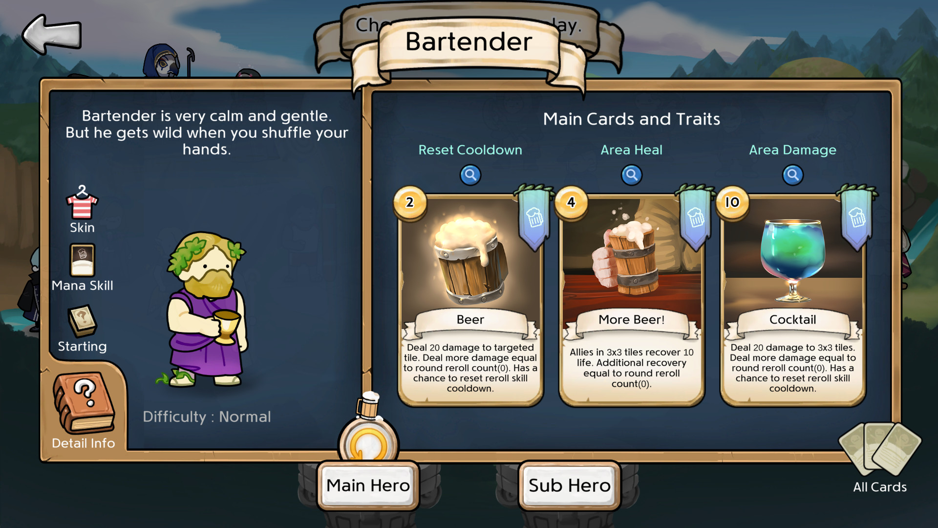 3 Minute Heroes - Dionysos (Bartender Skin) official in-game screenshot 1