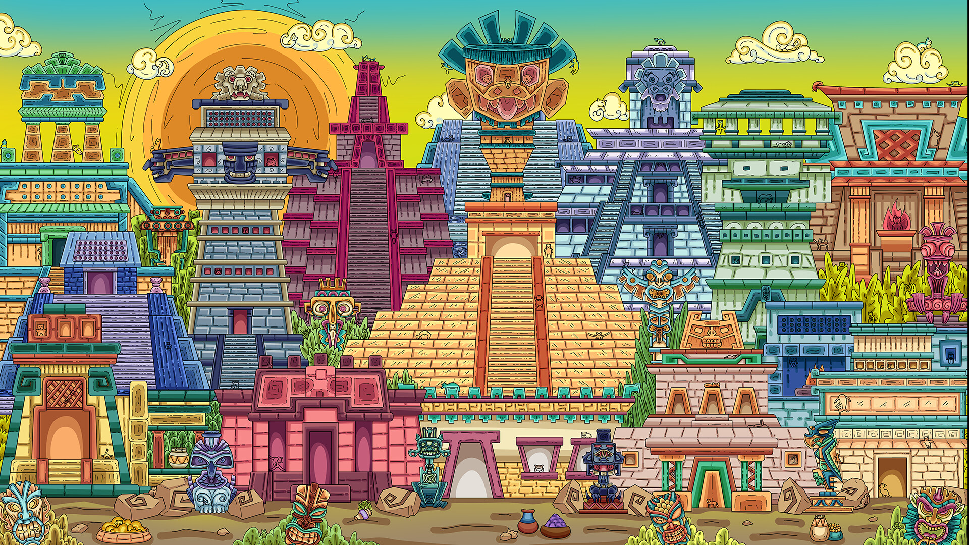 100 Aztec Cats - Artbook official in-game screenshot 1